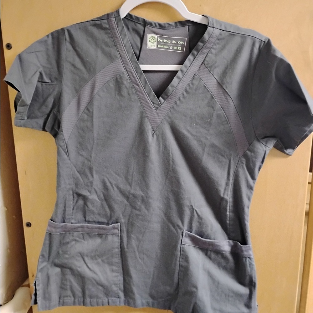 Bring It On Gray Scrub Top